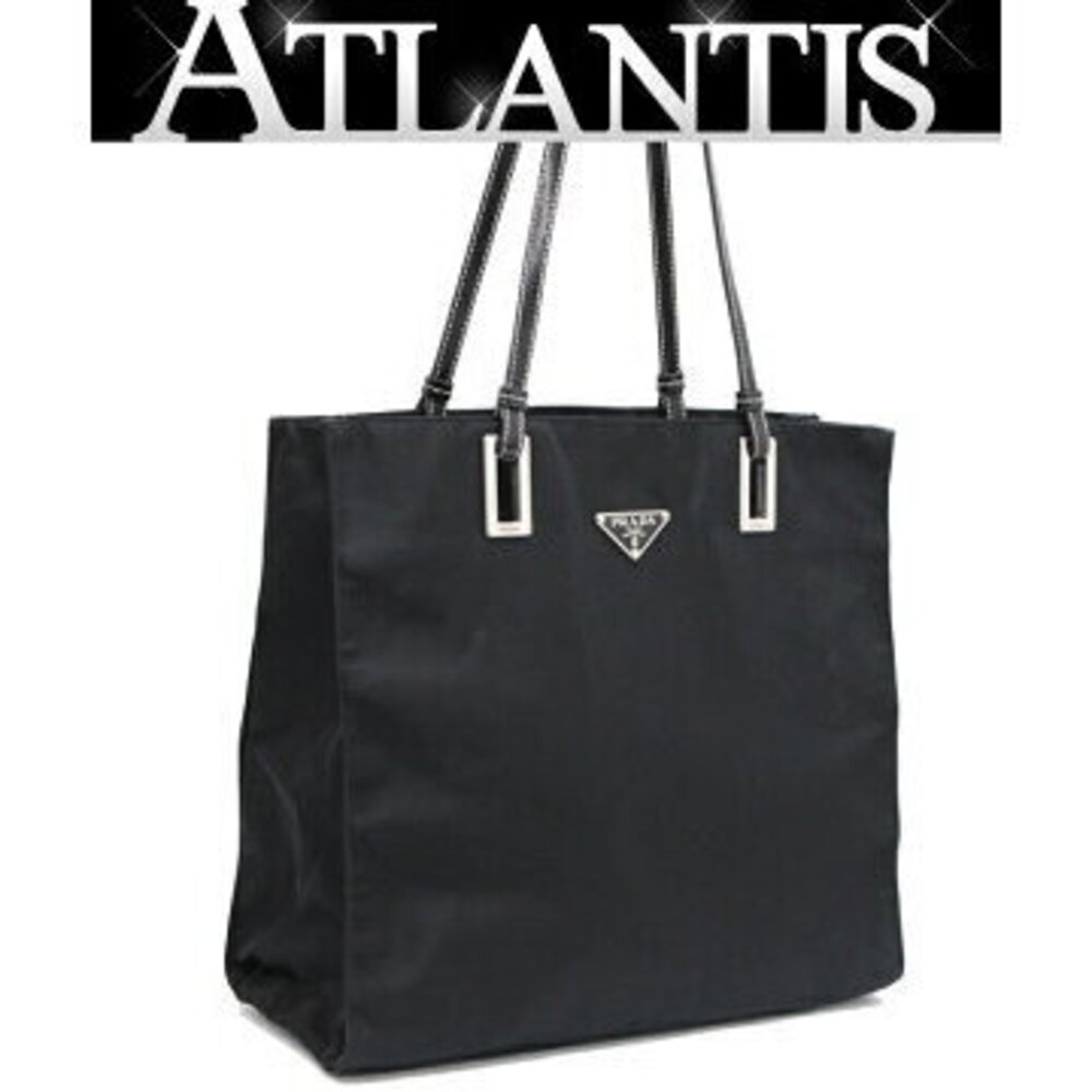Prada Triangle Logo Tote Bag Black